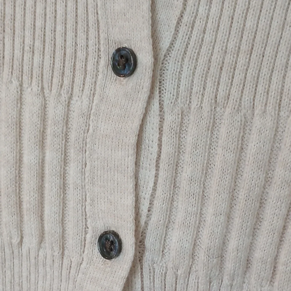 American Eagle Cream Button Down Mixed Ribbed Long Sleeve Cardigan Size XL
